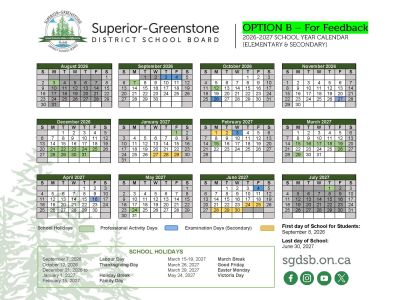 Image of Proposed Calendar Option B