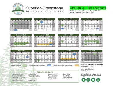 Image of Proposed Calendar Option A